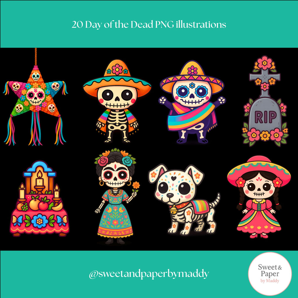 Cliparts - Cute Kawaii day of the dead bundle