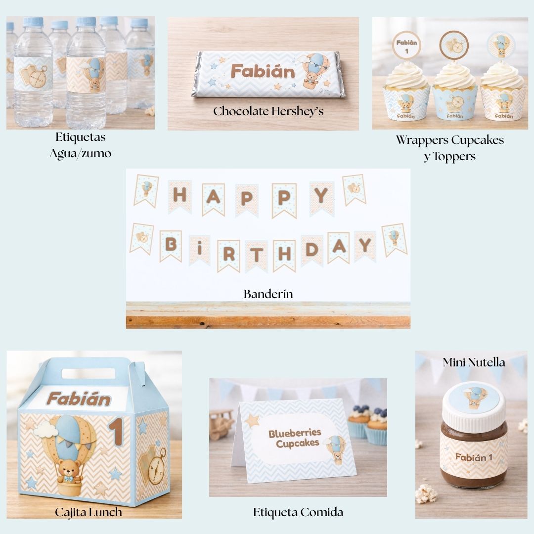 Kit Editable (Canva) Osito Viajero