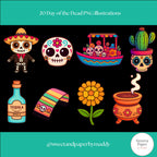Cliparts - Cute Kawaii day of the dead bundle