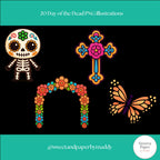 Cliparts - Cute Kawaii day of the dead bundle