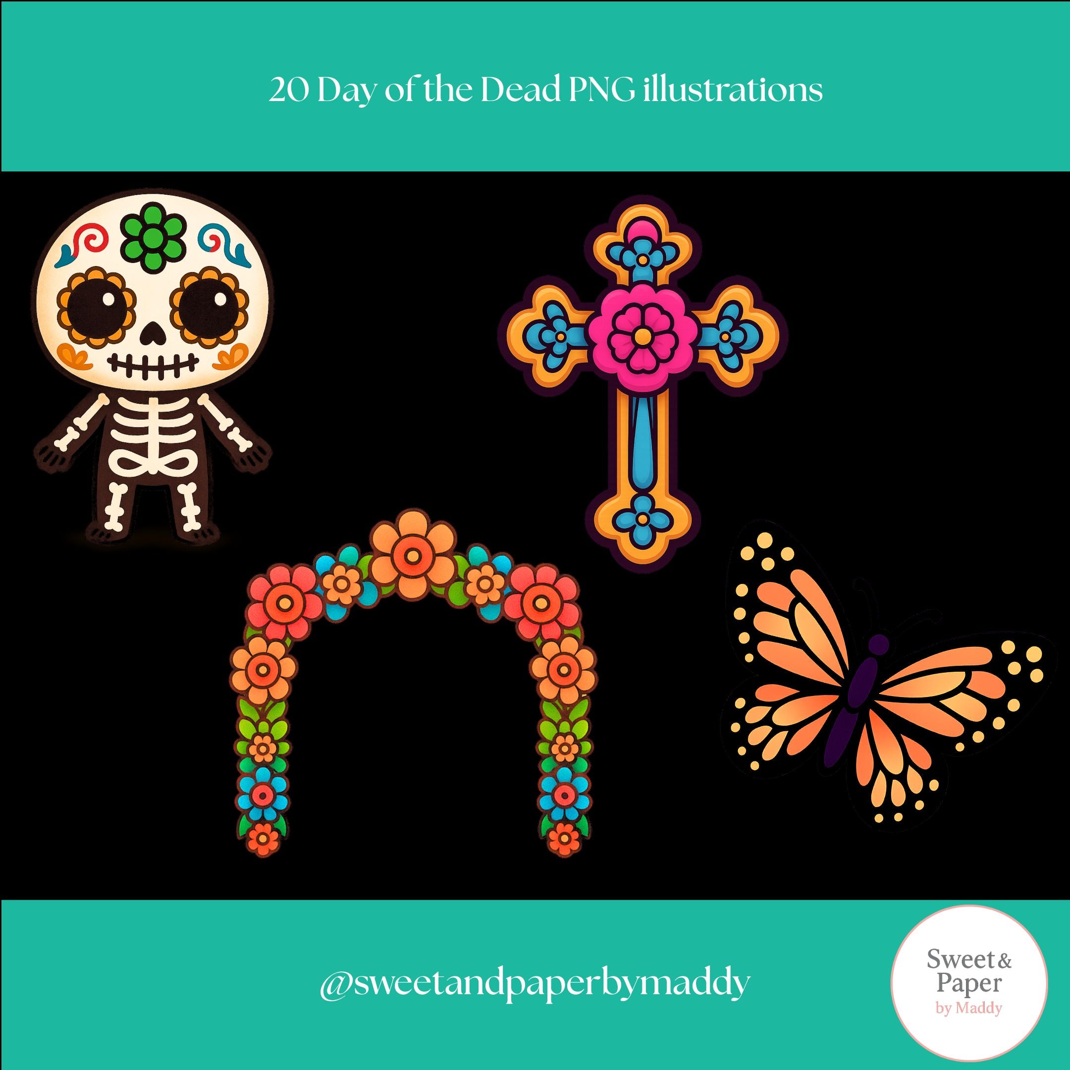 Cliparts - Cute Kawaii day of the dead bundle