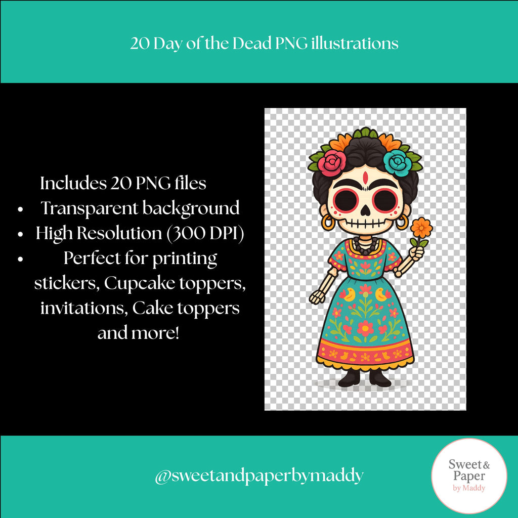 Cliparts - Cute Kawaii day of the dead bundle